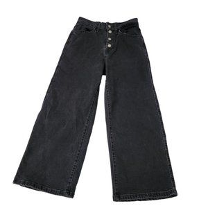 Levis Jeans Womens Mile High Cropped Wide Leg 27 Black Button Fly Boho Stretch